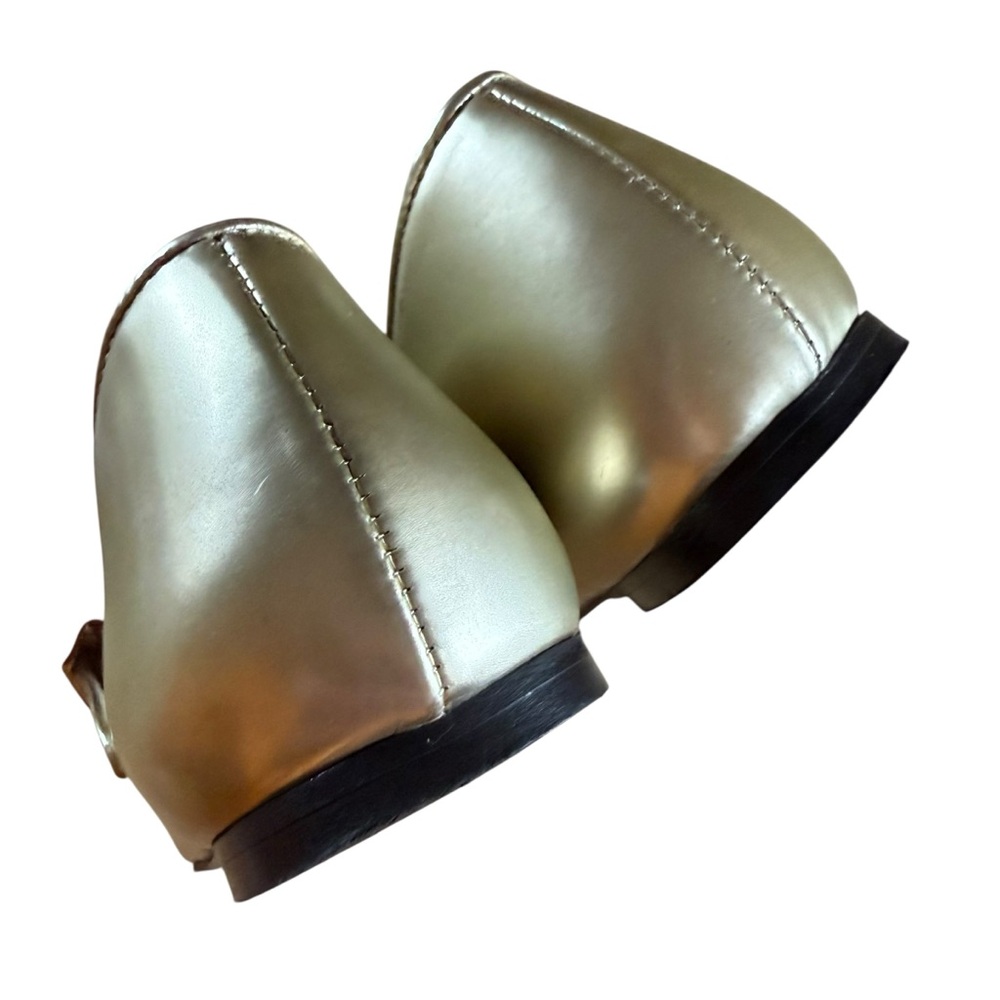 J.Crew Metallic Gold Leather Mary Jane Flats Women 7 Square Toe Ballet Shoes - Picture 8 of 14